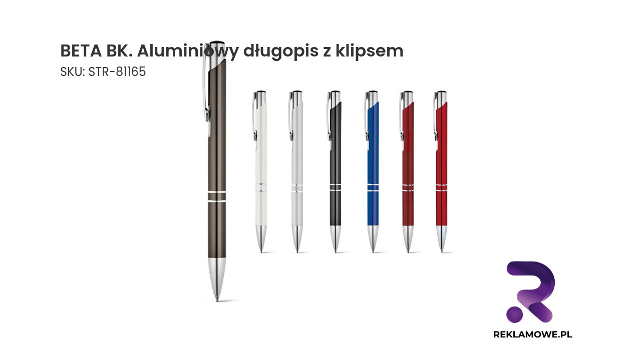 BETA BK. Aluminiowy długopis z klipsem Aluminiowy długopis BETA BK z funkcjonalnym klipsem