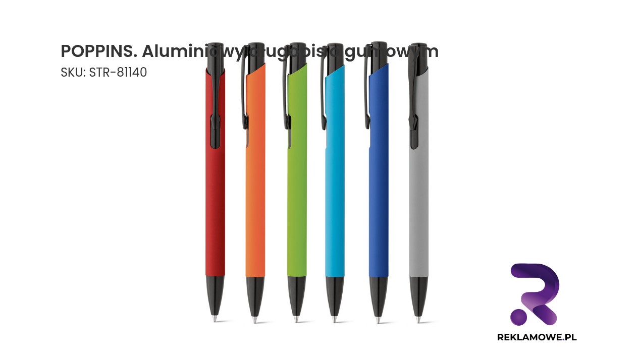 Aluminiowy długopis POPPINS z gumową powłoką