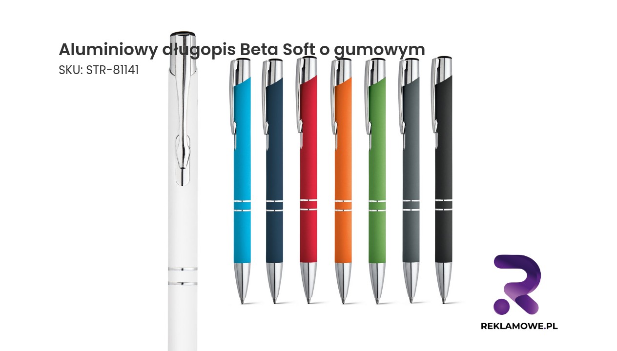 Aluminiowy długopis Beta Soft o gumowym wykończeniu