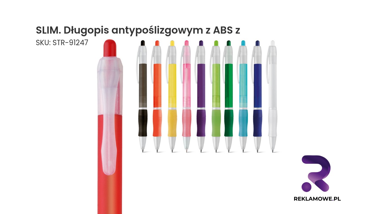 Długopis antypoślizgowy SLIM z materiału ABS