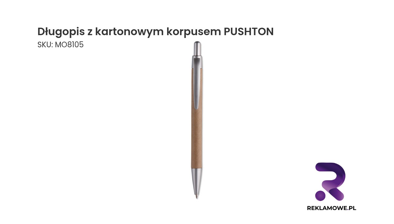 Długopis z kartonowym korpusem PUSHTON Długopis Pushton z ekologicznego kartonu
