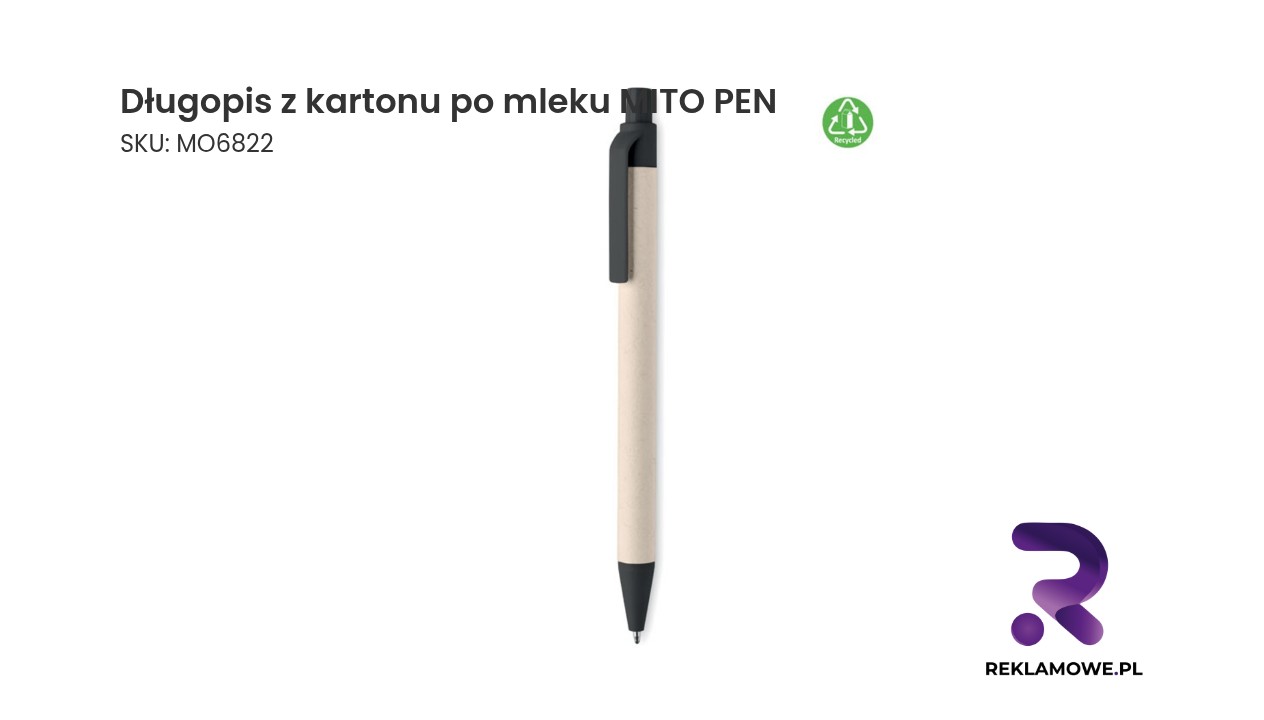 Ekologiczny długopis MITO PEN wykonany z recyklingowanego kartonu po mleku