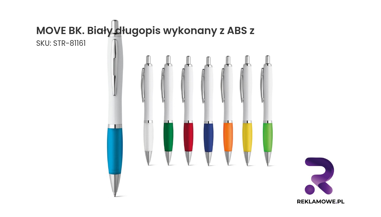 MOVE BK. Biały długopis wykonany z ABS z metalowym klipem MOVE BK biały długopis wykonany z ABS